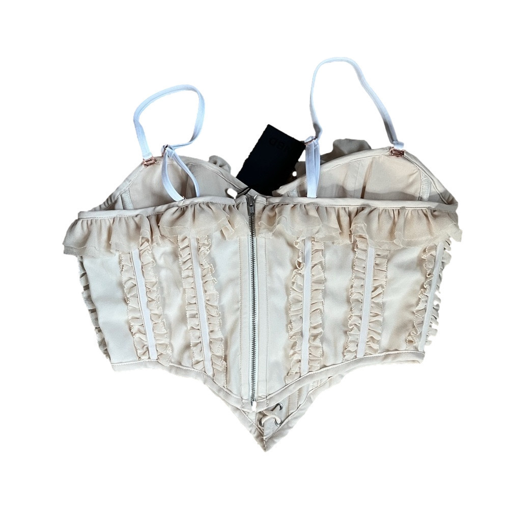 NWT NBD Large Rhea Corset strapless cream lace up front zipper back MSRP $200 - Picture 6 of 6